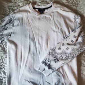 White Bandana Print Crewneck